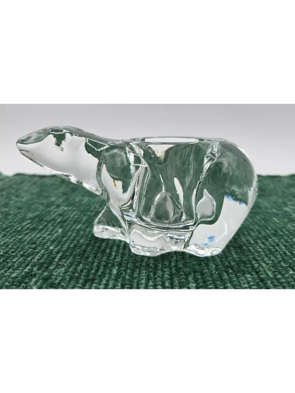 Vintage Indiana Glass Clear Glass Polar Bear Votive Tealight Candle Holder